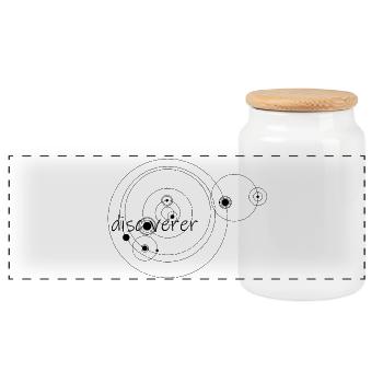 Discoverer (black) - Panoramic Cookie Jar with Wooden Lid - white - Front