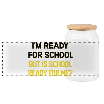 Humorous Back to School Quote Design - Panoramic Cookie Jar with Wooden Lid - white - Front