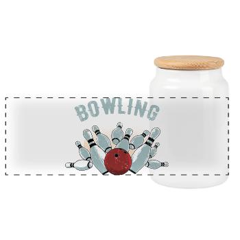 Croquis de Bowling Strike - Boîte à biscuits avec couvercle en bois - blanc - Devant