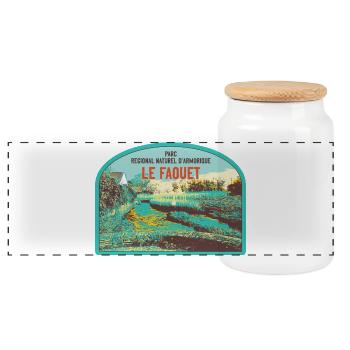 Faouet Landscape Badge: Breton Nature - Panoramic Cookie Jar with Wooden Lid - white - Front