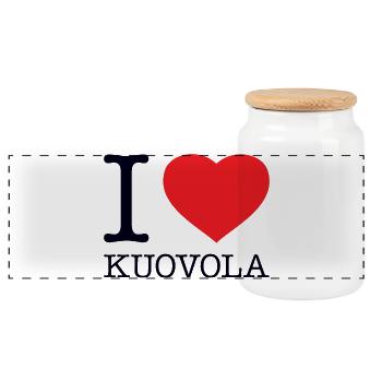 I LOVE KUOVOLA - Panorama Keksdose mit Holzdeckel - Weiß - Vorne