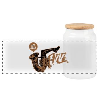 Tout ce jazz - Boîte à biscuits avec couvercle en bois - blanc - Devant