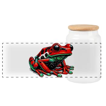 Frosch - Panorama Keksdose mit Holzdeckel - Weiß - Vorne