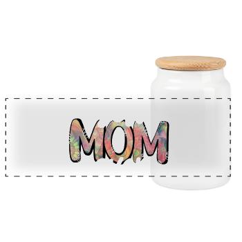 Gift Mother's Day Love Mom Best Mum Ever - Panoramic Cookie Jar with Wooden Lid - white - Front