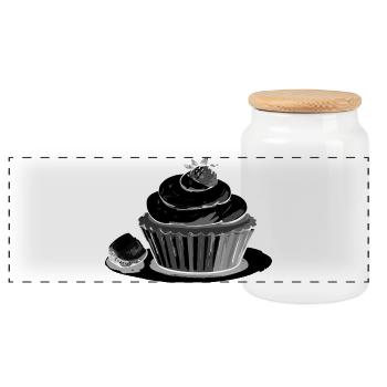 Cupcake Strawberry - Panoramic Cookie Jar with Wooden Lid - white - Front