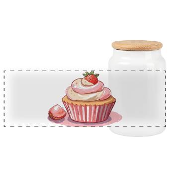 Cupcake Fraise - Boîte à biscuits avec couvercle en bois - blanc - Devant