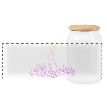 Osterhase Silhouette mit Ostereiern - Panorama Keksdose mit Holzdeckel - Weiß - Vorne