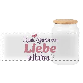Kann Spuren von Liebe enthalten - Panorama Keksdose mit Holzdeckel - Weiß - Vorne