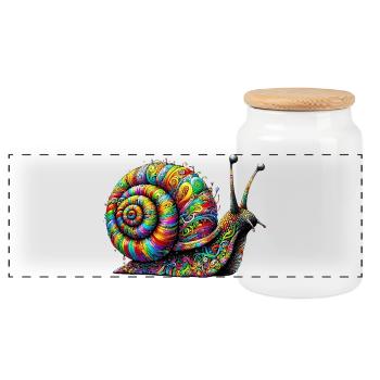 Schnecke - Panorama Keksdose mit Holzdeckel - Weiß - Vorne