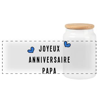 HAPPY BIRTHDAY DAD - Panoramic Cookie Jar with Wooden Lid - white - Front