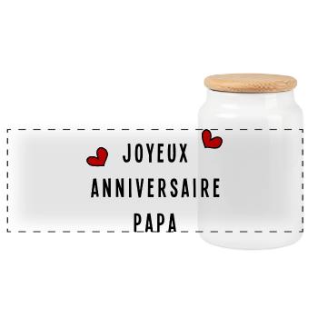 DAD. HAPPY BIRTHDAY - Panoramic Cookie Jar with Wooden Lid - white - Front
