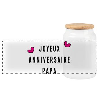 DAD. HAPPY BIRTHDAY - Panoramic Cookie Jar with Wooden Lid - white - Front
