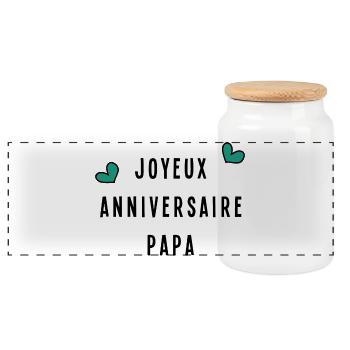 HAPPY BIRTHDAY DAD - Panoramic Cookie Jar with Wooden Lid - white - Front