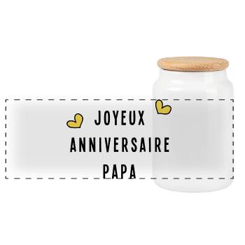 DAD. HAPPY BIRTHDAY. HAPPY BIRTHDAY - Panoramic Cookie Jar with Wooden Lid - white - Front