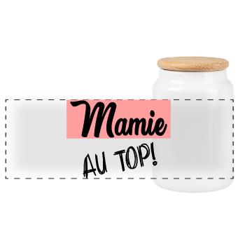 GRANNY. MOM. MOTHER'S DAY - Panoramic Cookie Jar with Wooden Lid - white - Front
