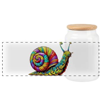 Schnecke - Panorama Keksdose mit Holzdeckel - Weiß - Vorne