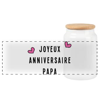 JOYEUX ANNIVERSAIRE PAPA. FÊTE DES PÈRES - Boîte à biscuits avec couvercle en bois - blanc - Devant