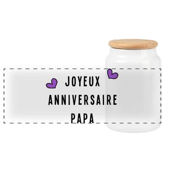 JOYEUX ANNIVERSAIRE. PAPA. FÊTE DES PÈRES - Boîte à biscuits avec couvercle en bois - blanc - Devant