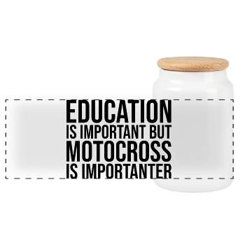 Motocross - Panoramic Cookie Jar with Wooden Lid - white - Front