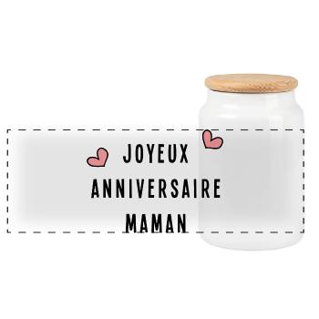 JOYEUX ANNIVERSAIRE. MAMAN. HAPPY BIRTHDAY - Boîte à biscuits avec couvercle en bois - blanc - Devant