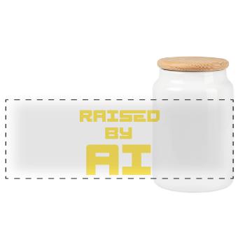 RAISED BY AI - Panoramic Cookie Jar with Wooden Lid - white - Front