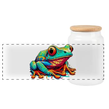 Frosch - Panorama Keksdose mit Holzdeckel - Weiß - Vorne