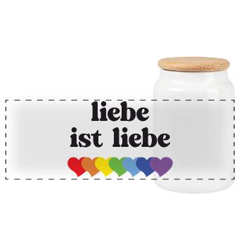 LGBT Pride Month - Liebe ist Liebe - Panorama Keksdose mit Holzdeckel - Weiß - Vorne
