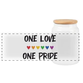 LGBT Pride Month - One Love, One Pride - Panoramic Cookie Jar with Wooden Lid - white - Front