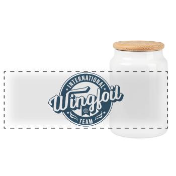 International Wingfoil Team - Panoramic Cookie Jar with Wooden Lid - white - Front