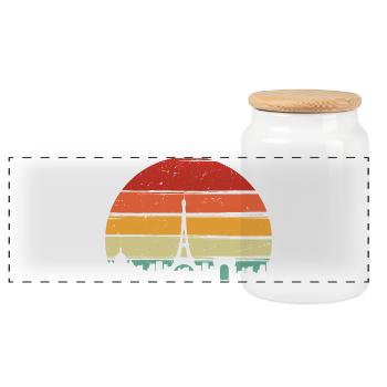 Sunset Eiffel Tower - Panoramic Cookie Jar with Wooden Lid - white - Front