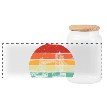 Retro Sunset Circle - Panoramic Cookie Jar with Wooden Lid - white - Front