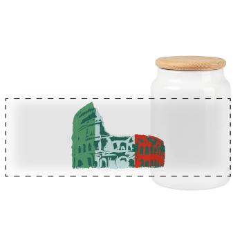 🍝 Italien Kolosseum Grün Rot Weiß Flagge - Panorama Keksdose mit Holzdeckel - Weiß - Vorne
