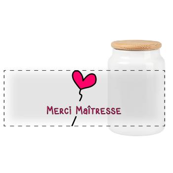 MAÎTRESSE. MAITRE. MERCI. MERCI MAÎTRESSE - Boîte à biscuits avec couvercle en bois - blanc - Devant