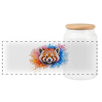 Aquarelle Red Panda Splash - Boîte à biscuits avec couvercle en bois - blanc - Devant