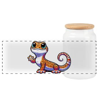 Gecko - Boîte à biscuits avec couvercle en bois - blanc - Devant