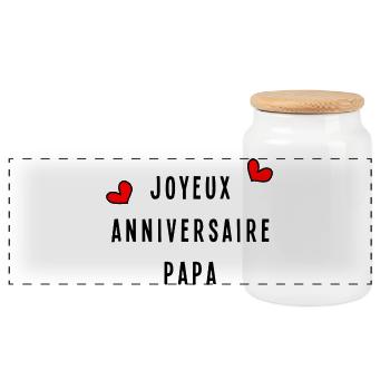 ANNIVERSAIRE. HAPPY BIRTHDAY. JOYEUX ANNIVERSAIRE. - Boîte à biscuits avec couvercle en bois - blanc - Devant