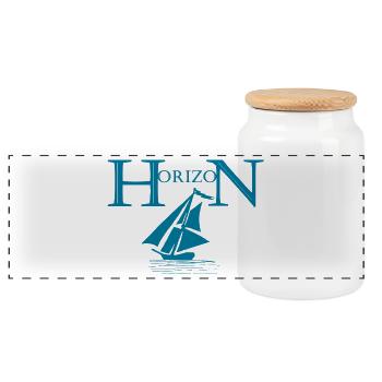 Boat and horizon - Panoramic Cookie Jar with Wooden Lid - white - Front