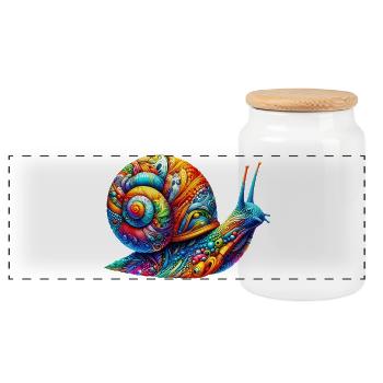 Schnecke - Panorama Keksdose mit Holzdeckel - Weiß - Vorne
