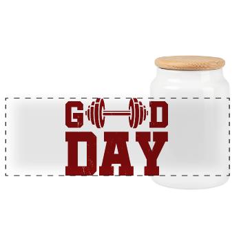 Good Day - Panorama Keksdose mit Holzdeckel - Weiß - Vorne