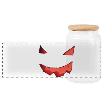 Visage de citrouille - Boîte à biscuits avec couvercle en bois - blanc - Devant