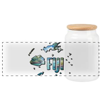 Carte à l’aquarelle Fidji - Boîte à biscuits avec couvercle en bois - blanc - Devant