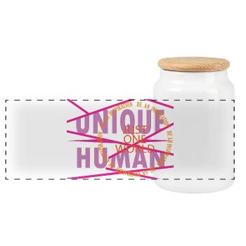 Personne unique – Juste un monde. - Boîte à biscuits avec couvercle en bois - blanc - Devant