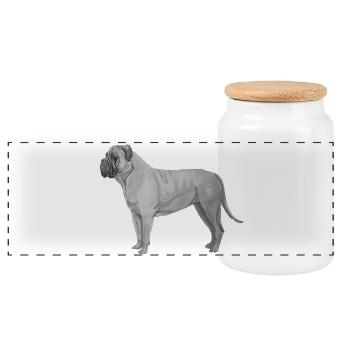Bullmastiff - Panorama Keksdose mit Holzdeckel - Weiß - Vorne
