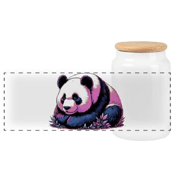 Panda - Panorama Keksdose mit Holzdeckel - Weiß - Vorne