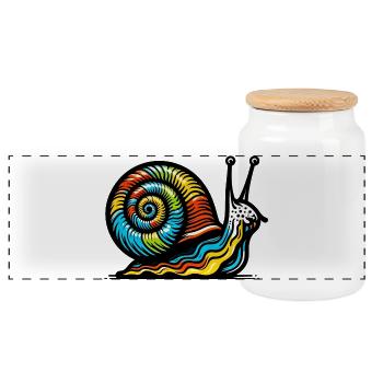 Snail - Panoramic Cookie Jar with Wooden Lid - white - Front
