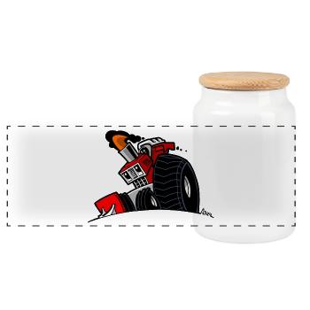 1291 DRAWSMALL RED - Panoramic Cookie Jar with Wooden Lid - white - Front