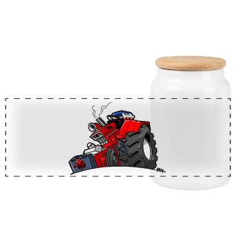1295 DRAWSMALL RED YNK - Panorama Keksdose mit Holzdeckel - Weiß - Vorne