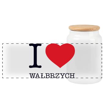 I LOVE WALBRZYCH - Panorama Keksdose mit Holzdeckel - Weiß - Vorne