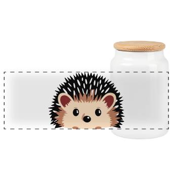 Igel - Panorama Keksdose mit Holzdeckel - Weiß - Vorne