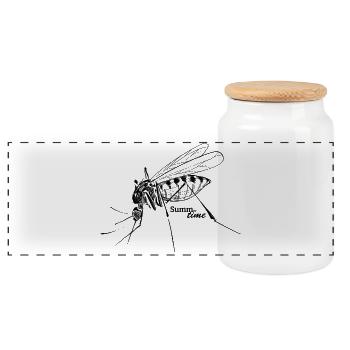 Amour d’été : Buzz-er-time - Mosquito Time - Boîte à biscuits avec couvercle en bois - blanc - Devant